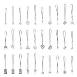 Fairy Tales Style Cell Phone Straps, with Alloy Pandant and Nylon Cord Loop, Star/Gesture/Cloud/Kite, Antique Silver, 7.7~8.7cm, 30pcs/set, 1 set/box