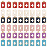 60Pcs 6 Colors Alloy Pendant, with Enamel, Rectangle with Ace of Spades Charm, Mixed Color, 18x11x1mm, Hole: 1.8mm, 10pcs/color