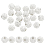 20Pcs Round 925 Sterling Silver Textured Beads, Spacer Beads, Silver, 4mm, Hole: 1.2mm