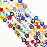 3 Strands 3 Style Handmade Millefiori Glass Bead Strands, Flower & Flat Round, Mixed Color, 4~8x2.5~3mm, Hole: 0.5~1mm, 1 strand/style