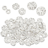 60Pcs 3 Stykes Brass Beads, Flat Round Shape, Long-Lasting Plated, Silver, 4x1~1.5mm, Hole: 1.2mm, 20pcs/style