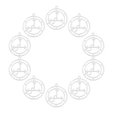 10Pcs 304 Stainless Steel Sigil of Lilith Pendants, Flat Round, Stainless Steel Color, 24.4x21.8x0.7mm, Hole: 1.2mm