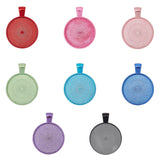 DIY Pendant Making, with Electrophoresis Alloy Pendant Cabochon Settings and Transparent Glass Cabochons, Flat Round, Mixed Color, 35.5x27.5x5.5mm, Hole: 4.5x6mm, 24.5~25x6~7mm, 64pcs/set