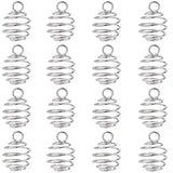 100Pcs Stainless Steel Spiral Bead Cage Pendants, Hollow Spring Ball Charms, Silver, 11x8mm, Hole: 2mm