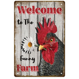 Vintage Metal Tin Sign, Iron Wall Decor for Bars, Restaurants, Cafes Pubs, Rectangle, Rooster, 300x200x0.5mm