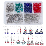 DIY Dangle Earring Making Kits, Including Alloy Bead Caps & Links connectors & Spacer Beads, Glass Beads, Iron Spacer Beads & Jump Rings & Pins, Brass Cable Chains & Earring Hooks, Antique Silver, 10x10mm, Hole: 1mm, 6pcs/box