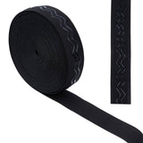 Polyester Non Slip Knitted Elastic Belt, Wave Silicone Gripper Elastic Band for Clothing Sewing, Black, 30x1.2mm, 10 yards/roll