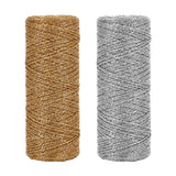 2 Rolls 2 Colors Polyester Braided Metallic Cord, for Gift Wrapping, Round, Mixed Color, 2mm, about 109.36 yards(100m)/roll, 1 roll/color