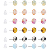 120Pcs 7 Style Cellulose Acetate(Resin) Stud Earring Findings, with 316 Surgical Stainless Steel Pin, Plat Round, Mixed Color, 7style/set