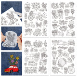4 Sheets 11.6x8.2 Inch Stick and Stitch Embroidery Patterns, Non-woven Fabrics Water Soluble Embroidery Stabilizers, Vehicle, 297x210mmm