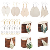 DIY Earring Making Kit, Including 80Pcs 4 Style Wooden Pendant, Leaf & Horse Eye & Kite & Teardrop & Quadrangle, 100Pcs Iron Open Jump Rings, Nickel Free, 100Pcs Brass Earring Hooks, Mixed Color, 47.5~55x19~27.5x2~3mm, Hole: 1.5~3mm, 20pcs/style