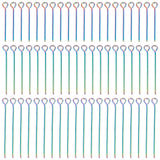 90Pcs 3 Styles Ion Plating(IP) 304 Stainless Steel Eye Pins, Rainbow Color, 25~30x0.6mm, 22 Gauge, Hole: 1.6~1.8mm, 30pcs/style