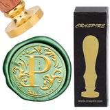 Brass Wax Seal Stamps with Rosewood Handle, for DIY Scrapbooking, Letter P, 25mm