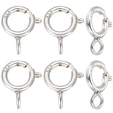 20Pcs 925 Sterling Silver Spring Ring Clasps, Silver, 8x6.5x3mm, Hole: 2mm