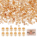 1000Pcs Brass Crimp Beads, Nickel Free, Tube, Real 18K Gold Plated, 2x2mm, Hole: 1.5mm
