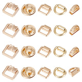 20Set 5 Style DIY Bag Suspension Clasp Kits, Including Alloy Buckle Clasps, with Iron Shim & Screws, Bowknot/Flat Round/Rectangle, Platinum & Light Gold, 21x23x7mm
