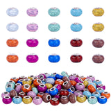 Imitation Turquoise Style Acrylic European Beads, Large Hole Beads, with Silver Color Plated Brass Double Cores, Rondelle, Mixed Color, 14x9.5mm, Hole: 5mm, 10 Colors, 10pcs/color, 100pcs/box