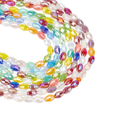 6 strands 6 colors Electroplate Glass Beads Strands, AB Color Plated, Faceted, Rice, Mixed Color, 4.5x3mm, Hole: 0.7mm, about 95~100pcs/strand, 15.75''(40~44cm), 1 stand/color