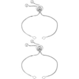 2Pcs 925 Sterling Silver Chain Bracelet Making, Slider Bracelet Making, Platinum, 4-3/4 inch(12cm), Hole: 1.5mm, Single Chain Length: about 6cm