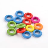 Wood Beads, Dyed, Lead Free, Donut, Mixed Color, 12x4mm, Hole: 6mm