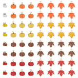 12 Style Autumn Theme Alloy Enamel Pendants, Pumpkin & Maple Leaf, Mixed Color, 10.5~23.5x10~19x1~10mm, Hole: 1.4~2mm, 64pcs/box