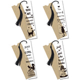 1 Set Acrylic Bookmark Pendants for Teachers' Day, Rectangle, with Paper Bags and Polyester Tassel Decorations, Black, Bookmark: 120x28mm, 4 styles, 1pc/style, 4pcs/set
