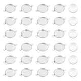 100Pcs 304 Stainless Steel Cabochon Connector Settings, Plain Edge Bezel Cups, Flat Round, with 100Pcs Transparent Glass Cabochons, Stainless Steel Color, Cabochon Connector Settings: 19x14x2mm, Hole: 1.5mm, Inner Diameter: 12mm