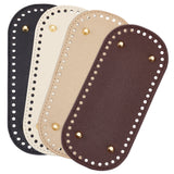 4Pcs 4 Colors Oval PU Leather Knitting Crochet Bags Nail Bottom Shaper Pad, with Iron Nail, Mixed Color, 22.3x10.2x0.9cm, Hole: 5mm, 1pc/color