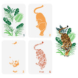 4Pcs 4 Styles PET Hollow Out Drawing Painting Stencils, for DIY Scrapbook, Photo Album, Tiger, 297x210mm, 1pc/style