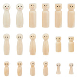 18Pcs 9 Style Unfinished Wooden Peg Dolls Display Decorations, for Painting Craft Art Projects, Beige, 15~21.5x34~71mm, 2pcs/style