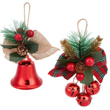2Pcs 2 Styles Christmas Bell Pendant Decorations, with Jute Rope, for Christmas Tree Hanging Decoration Bow Bell, Red, 160~165x103~120x33~37mm, 1pc/style