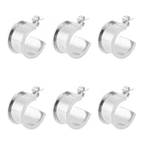 3 Pairs Stainless Steel Round Stud Earring Finding, Blank Grooved Earring Settings for Inlay Earring Making, Stainless Steel Color, 20x12.5mm, Pin: 0.7mm, Slot: 10mm