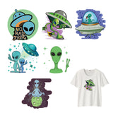 PET Heat Transfer Film Logo Stickers Set, for DIY T-Shirt, Bags, Hats, Jackets, Alien, Human Pattern, 235~248x240~247mm, 6pcs/set