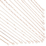 10Pcs 10 Styles Brass Paperclip & Cable & Box & Satellite & Bar Link Chain Necklaces Set, Rose Gold, 17.71~17.91 inch(45~45.5cm), 1Pc/style