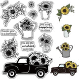 Custom PVC Plastic Clear Stamps, for DIY Scrapbooking, Photo Album Decorative, Cards Making, Stamp Sheets, Film Frame, Sunflower, 160x110x3mm