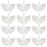 12Pcs Ion Plating(IP) 201 Stainless Steel Pendants, Laser Cut, Ginkgo Leaf, Stainless Steel Color, 23x30.5x1mm, Hole: 1.6mm