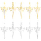20Pcs 2 Colors 304 Stainless Steel Big Pendants, Sword Charms, Mixed Color, 50x23x1mm, Hole: 1.6~1.8mm, 10pcs/color