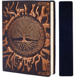 1Pc Rectangle Cloth Pen Bag, 1 Book A6 3D Embossed PU Leather Notebook, with Paper Inside, for School Office Supplies, Tree of Life, Notebook: 135x99~100x21~22mm, Pen Bag: 165x30x0.5mm