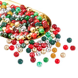 Christmas Theme Glass Beads Sets, with Polymer Clay Rhinestone Beads, Glass Pearl Beads, Crackle Glass Beads, Plating Acrylic Beads, Opaque Acrylic Beads, Transparent Acrylic Beads, Mixed Color, 8mm, Hole: 2mm, about 180pcs