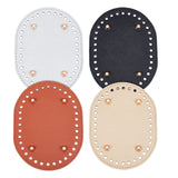 4Pcs 4 Colors Oval PU Leather Purse Bottom, with Iron Findings, Knitting Bag Accessories, Mixed Color, 11.1x14.5x0.5~1.05cm, Hole: 4.5mm, 1pc/color