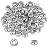 304 Stainless Steel Beads, with Rubber Inside, Slider Beads, Stopper Beads, Rondelle, Stainless Steel Color, 8x4mm, Hole: 3.5mm, Rubber Hole: 2mm, 50pcs/box