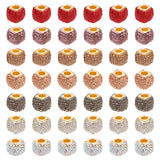 42Pcs 7 Colors CCB Plastic European Bead, with Rhinestone, Large Hole Beads, Cube, Mixed Color, 13.5x13.5x12mm, Hole: 5.7mm, 6pcs/color