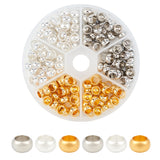 Brass European Beads, Large Hole Beads, Rondelle, Golden & Platinum & Silver Color Plated, 7x4mm, Hole: 4.5mm, 3colors, 60pcs/color, 180pcs/box