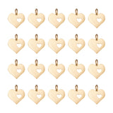 20Pcs 304 Stainless Steel Pendants, Heart with Heart, Golden, 12x12.5x1mm, Hole: 3mm