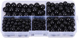 316 Pcs Synthetic Black Stone Round Beads Sets, 4mm/6mm/8mm/10mm Beads, Hole: 0.9~1.3mm