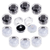 40Pcs 2 Colors Octagon Transparent Plastic Ring Boxes, Jewelry Box, Mixed Color, 3.8x3.8x3.8cm, 20pcs/color