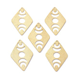 10Pcs Brass Pendant, Rhombus with Moon Phase, Hollow, Raw(Unplated), 40x26x0.5mm, Hole: 1.2mm
