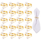 Iron Napkin Rings, with Round Plastic Pearl Beads, for Wedding, Party Serving, Golden, 6~38mm, Inner Diameter: 35mm
