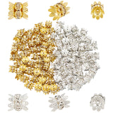 100Pcs 2 Colors Brass Rhinestone Bead Caps, Cap Spacer, Platinum & Golden, 8x9mm, Hole: 0.8mm, 50pcs/color