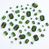 60Pcs 5 Styles Rectangle Octagon Shape Sew on Rhinestone, Glass Rhinestone, 4-Hole Links, with Stainless Steel Setting, Garment Accessories, Fern Green, 8~25x6~18x4~8.5mm, Hole: 0.8~1.2mm